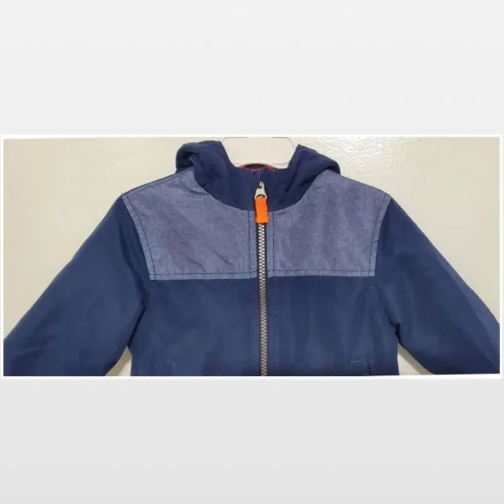 Kid Boy Blue & Orange Hooded Outerwear Coat